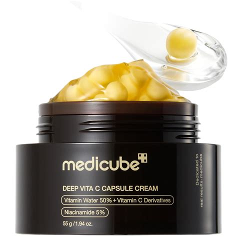 Product packaging and texture of Medicube Vitamin C Capsule Cream
