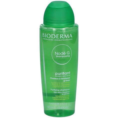 Infographic illustrating the key ingredients in Bioderma Nodé G Shampoo and their functions.