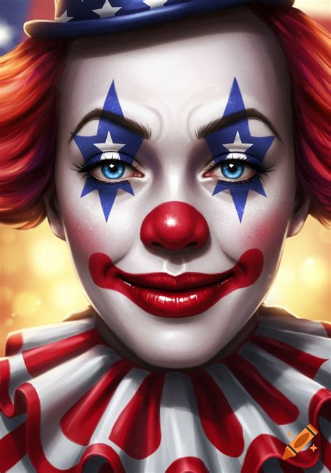 A collection of close-up details for clown makeup: drawn freckles, a red nose dot, teardrop lines, exaggerated smile lines, and heart shapes around the eyes.