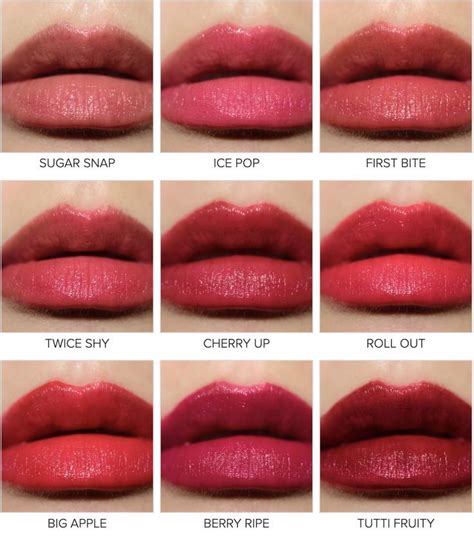 swatches of different pop tint lip stain shades