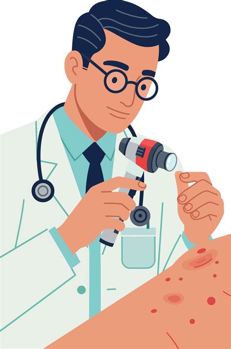 Illustration of a pediatric dermatologist examining a child's skin condition