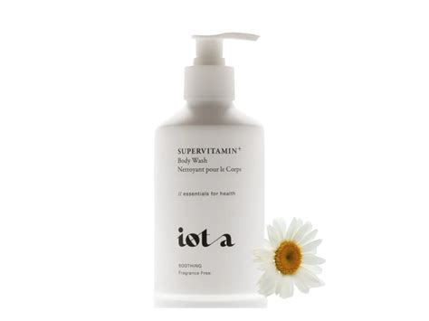 A display of iota body care products highlighting natural ingredients and their benefits.