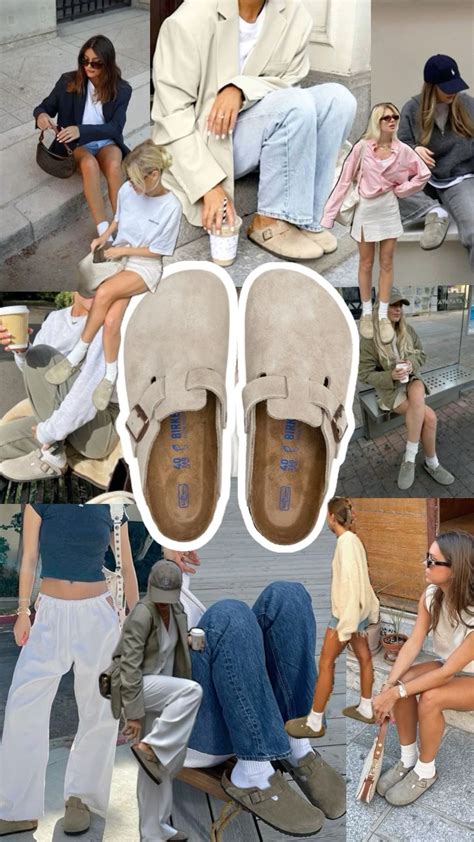 A lifestyle image demonstrating how Acne Studios clogs can be styled with different outfits.