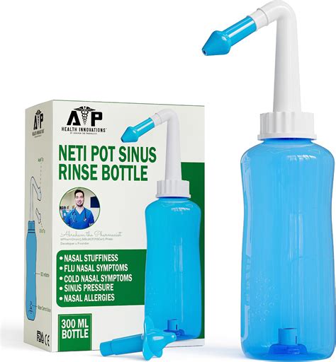 Illustration of a neti pot being used for nasal irrigation.