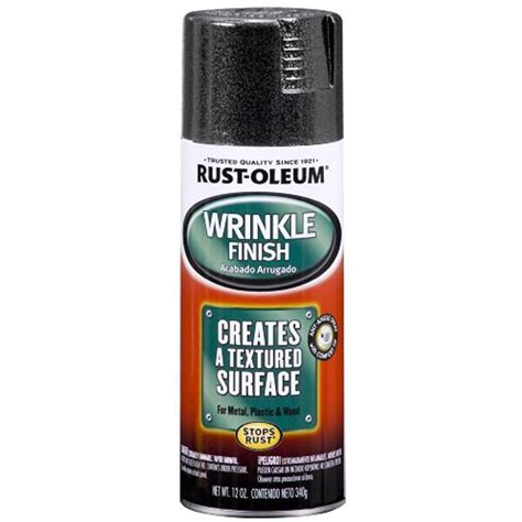 A can of Seymour Textured Black Wrinkle Finish Spray Paint next to a car part with a wrinkle finish