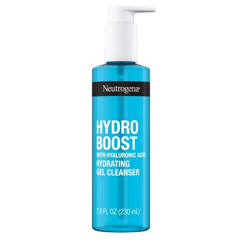 Split image showing two versions of the Neutrogena Hydro Boost Face Wash: one labeled 